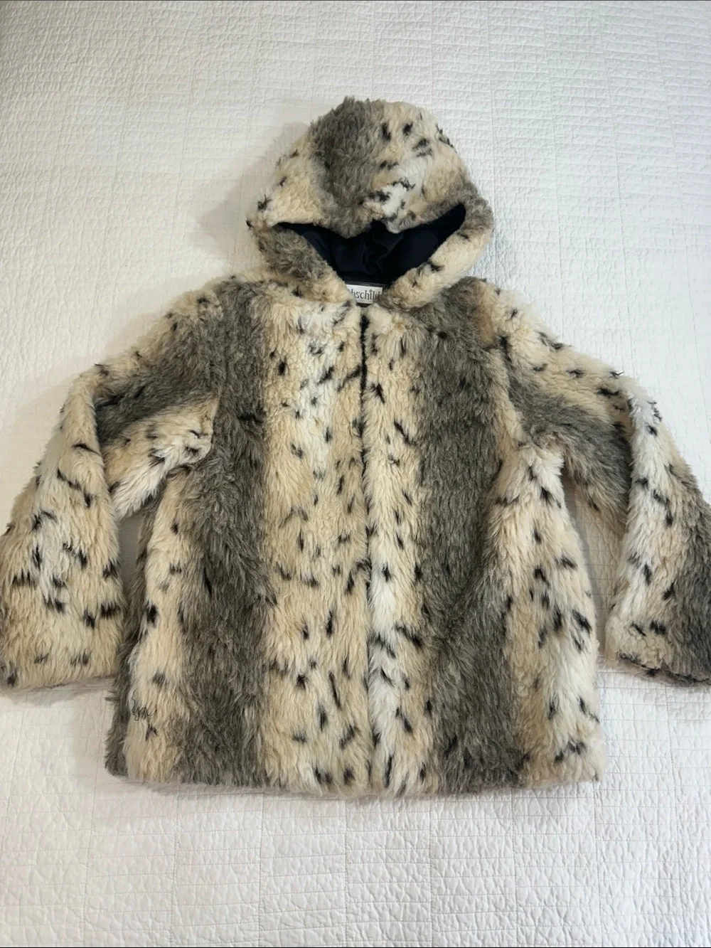 Rothschild Faux Fur Hooded Zipper Jacket Teddy Coat 14/16 Small